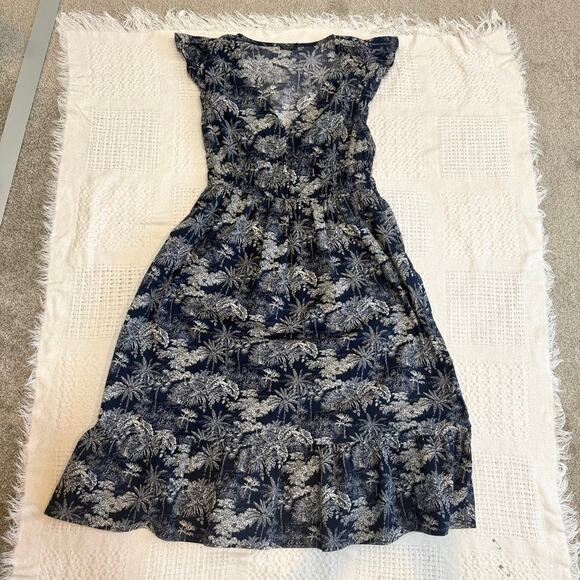 Vineyard Vines large tropical poplin flutter midi dress pockets D1 2761 - Picture 8 of 11